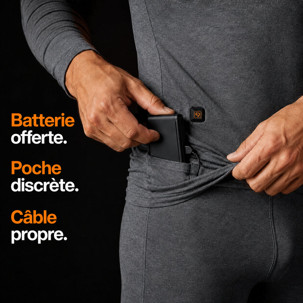 Batterie incluse dans la poche du ThermoSkin X22