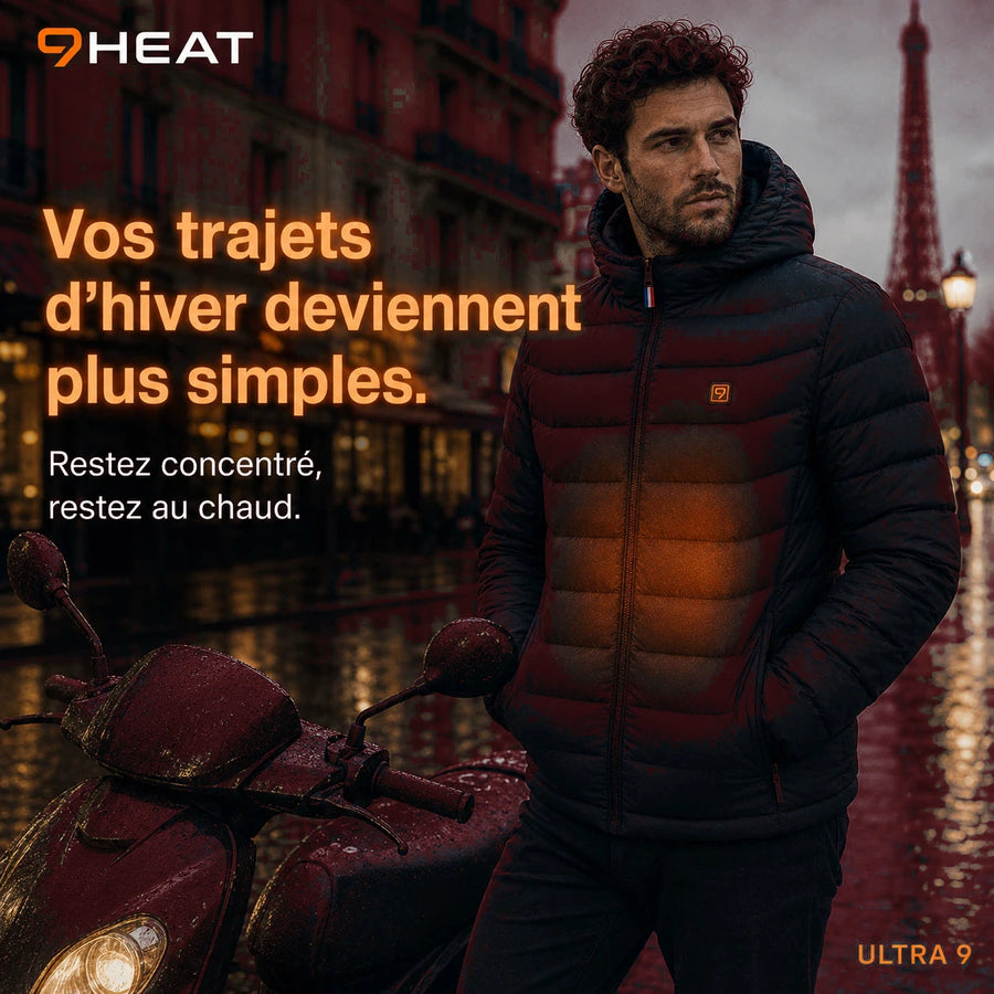 Doudoune chauffante Celsius 9 rouge 9HEAT - vue 8