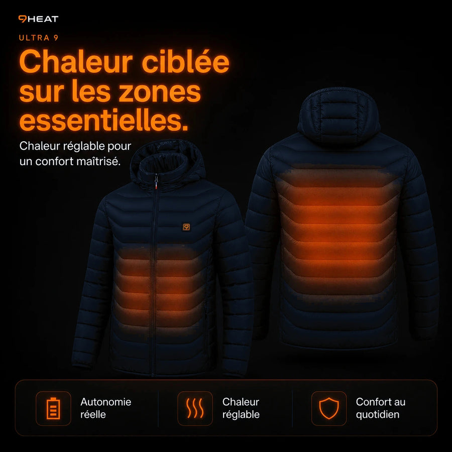 Doudoune chauffante Celsius 9 bleu marine 9HEAT - vue 10