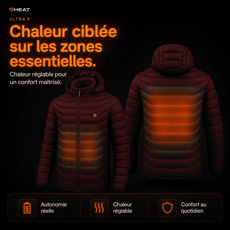 Doudoune chauffante Celsius 9 rouge 9HEAT - vue 10