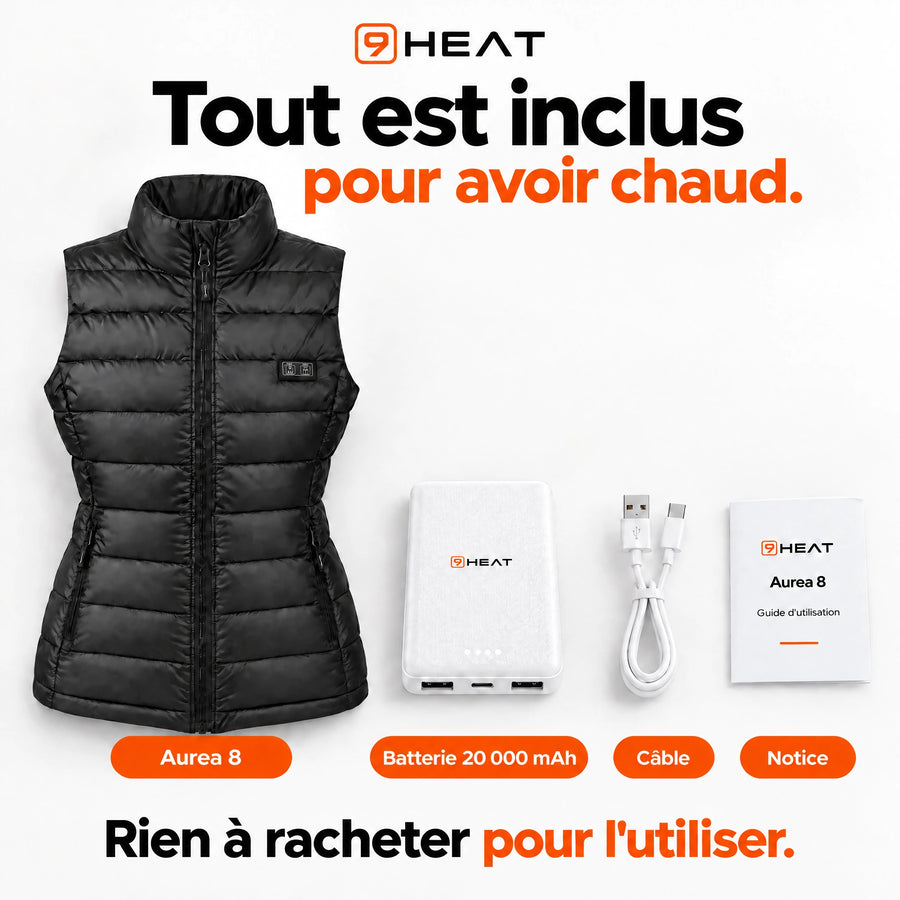 Pack Aurea 8 avec batterie blanche 20 000 mAh, câble et notice
