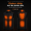 Doudoune sans manches chauffante Ultra 9 : zones chauffantes avant et dos, bouton de commande