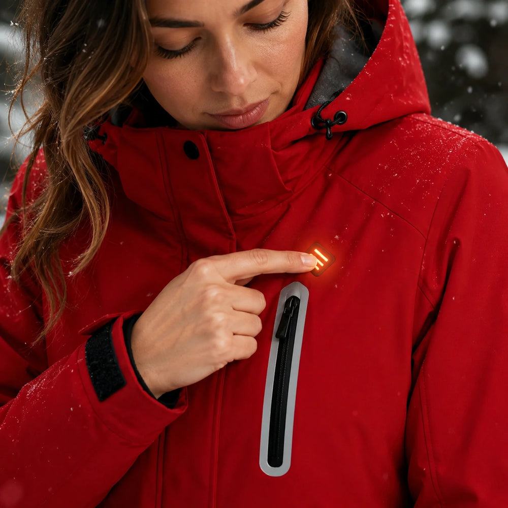 9HEAT Arctic 9 - Parka chauffante Femme - Bouton de contrôle