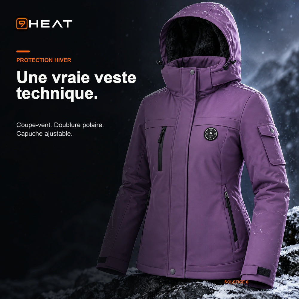 Solstice 6 : veste technique coupe-vent doublée polaire à capuche