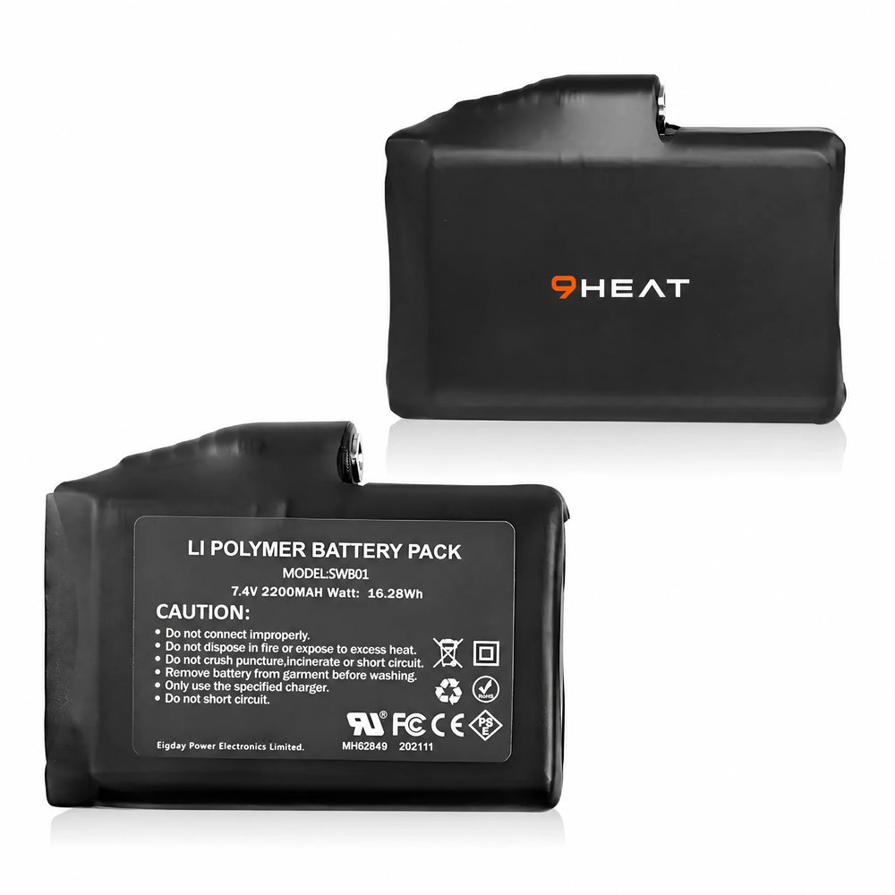 Batterie 7,4 V pour gants 9HEAT — vues des deux faces du modèle original