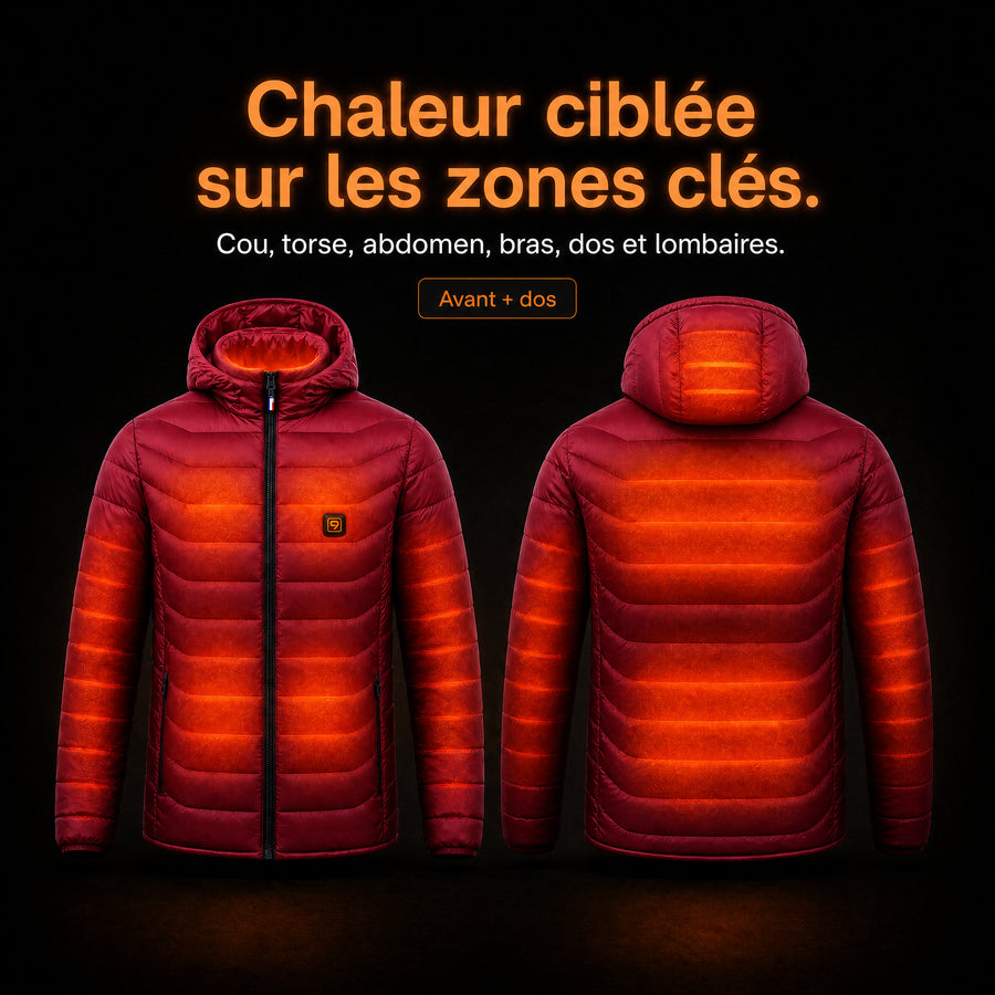 Doudoune Celsius 9 Rouge : zones chauffantes avant et dos | galerie validee 20260810 07