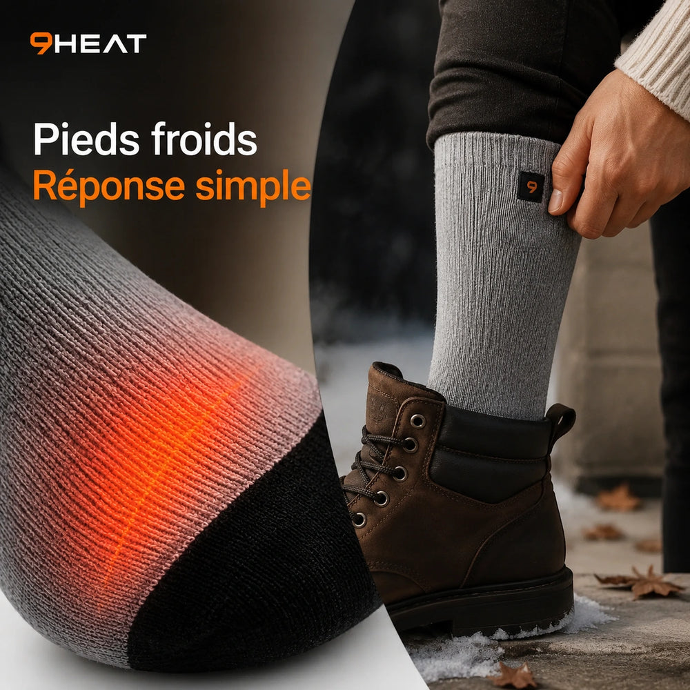 9HEAT Sock'R - Chaussettes chauffantes Unisexe - Preuve produit