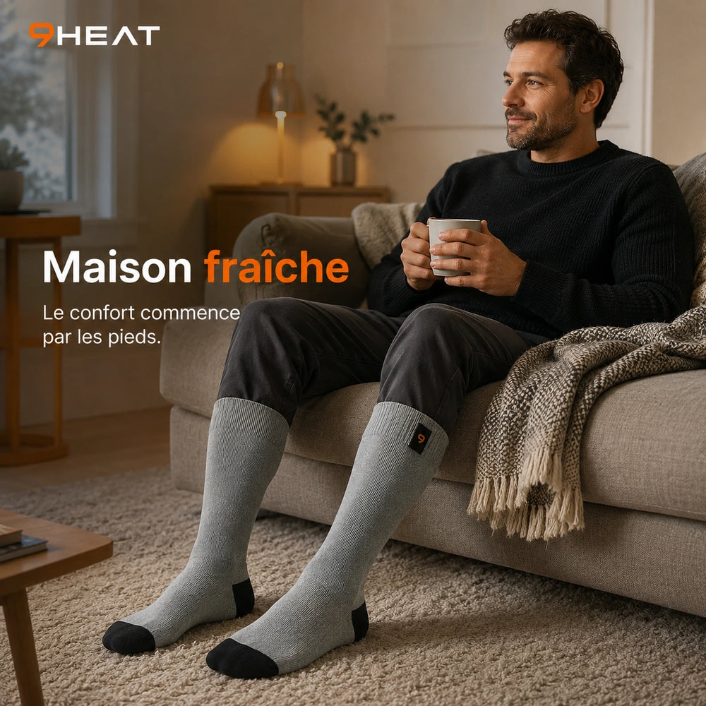 9HEAT Sock'R - Chaussettes chauffantes Unisexe - Usage Maison fraîche