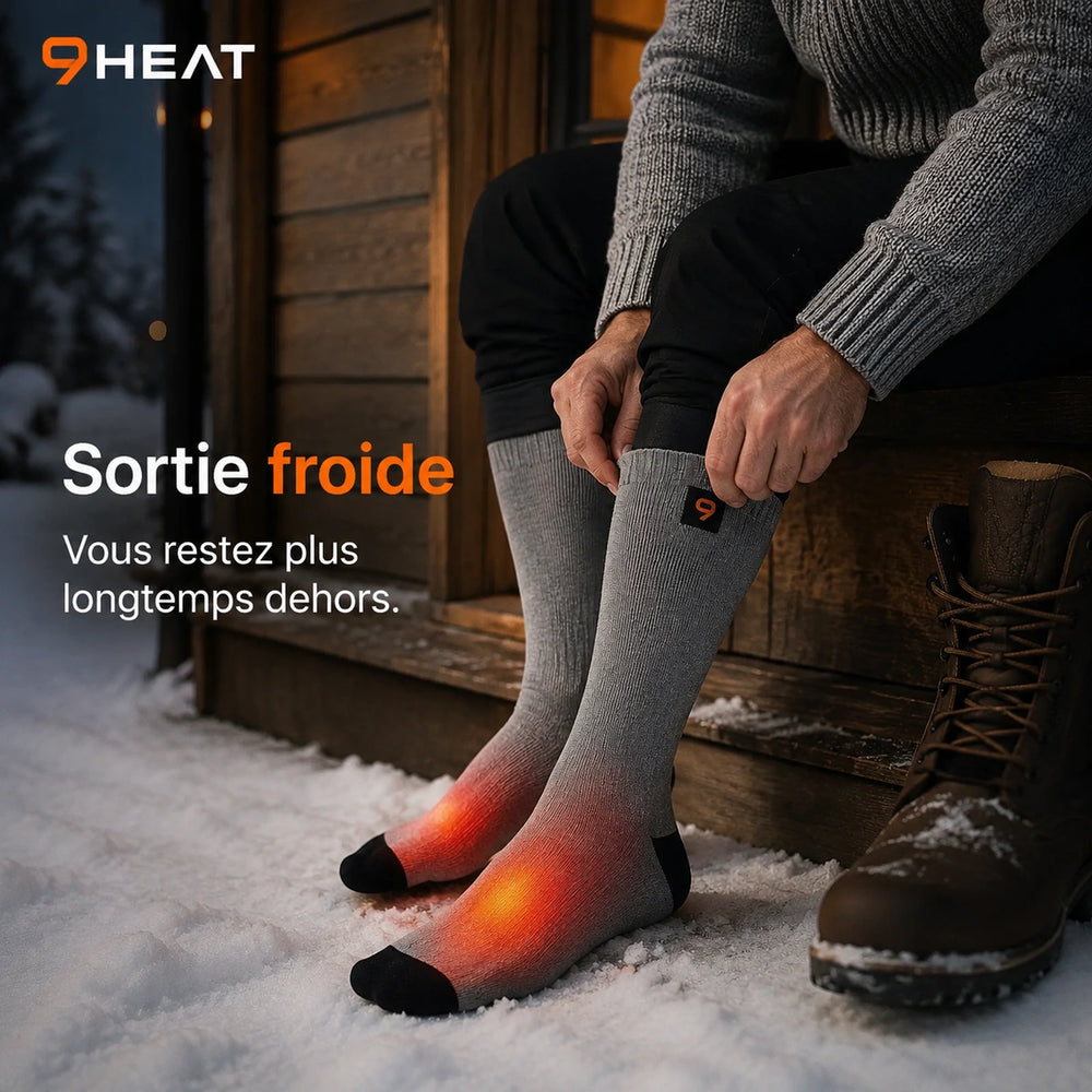 9HEAT Sock'R - Chaussettes chauffantes Unisexe - Usage Sortie froide