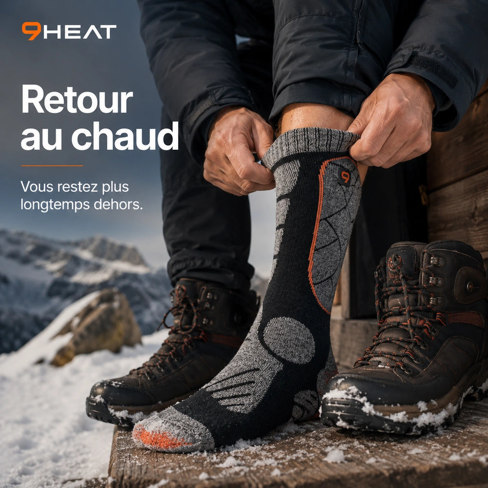 9HEAT Sock'R34 - Chaussettes chauffantes Unisexe - Usage Retour au chaud