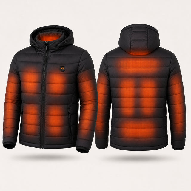 9HEAT Urban 8 - Doudoune chauffante 21 zones - zones chauffantes avec bouton 9HEAT visible