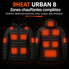 9HEAT Urban 8 - Doudoune chauffante 21 zones - Zones chauffantes complètes avant et dos
