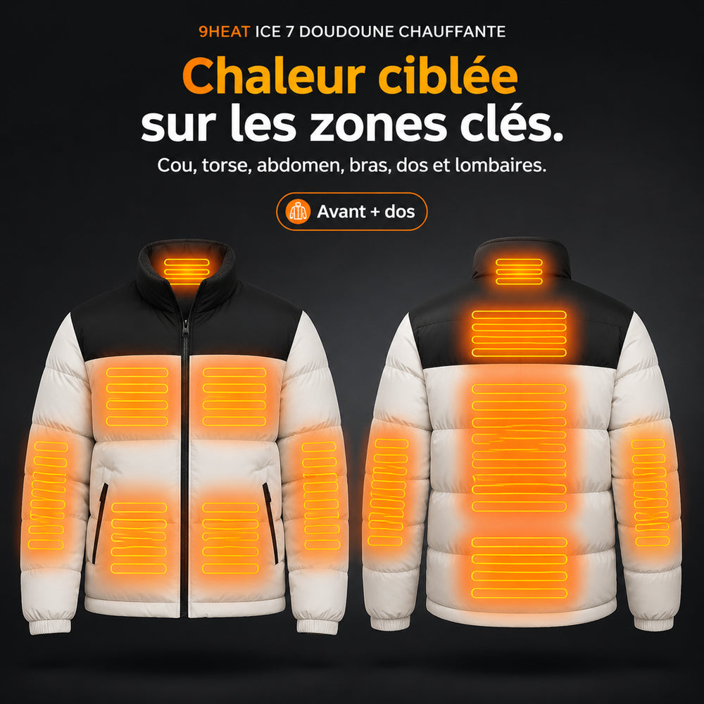 9HEAT Ice 7 - Doudoune chauffante - Zones chauffantes complètes avant et dos