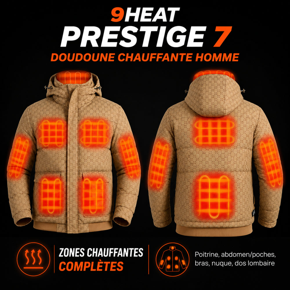 9HEAT Prestige 7 - Doudoune chauffante Homme - Zones chauffantes complètes avant et dos