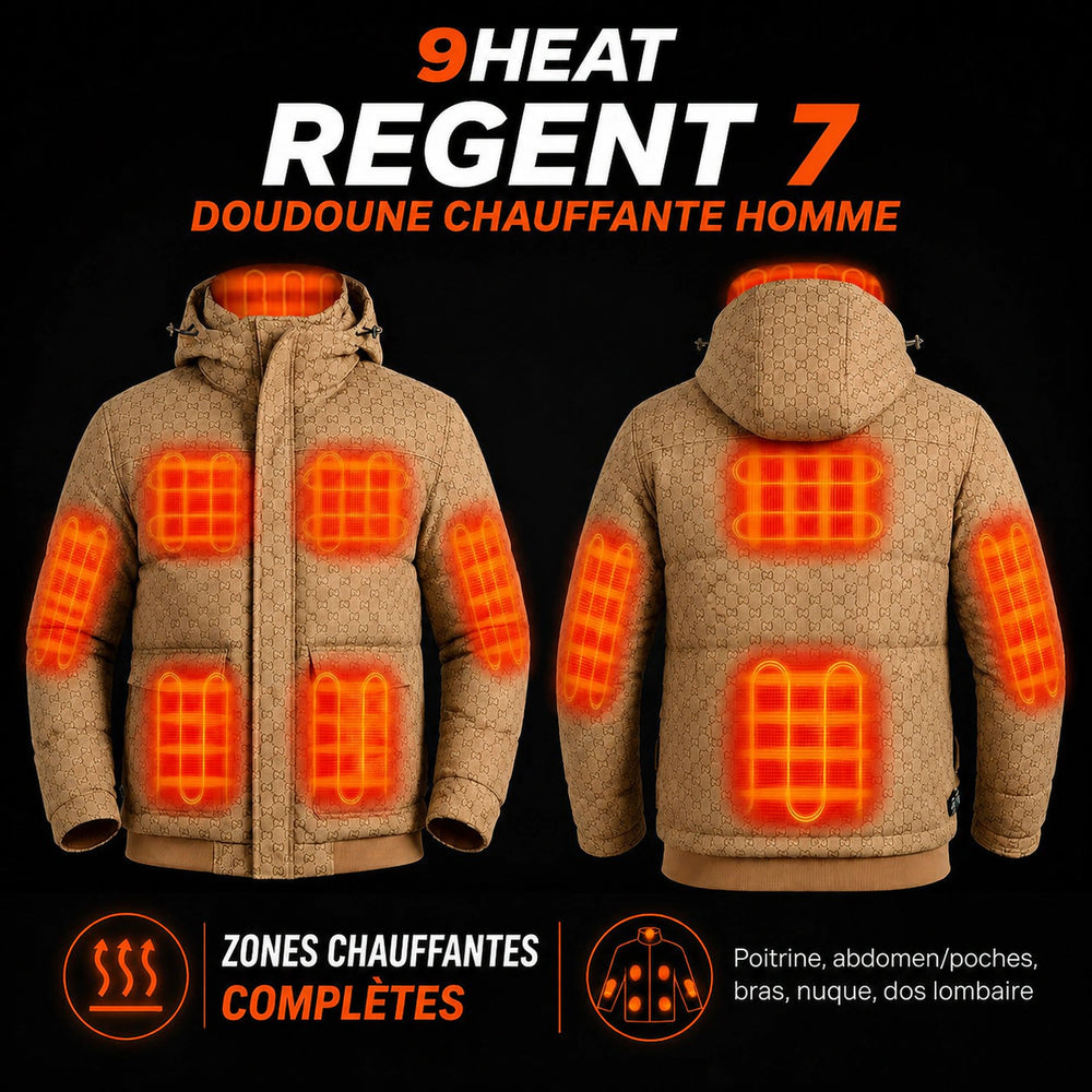 9HEAT Regent 7 - Doudoune chauffante homme - Zones chauffantes complètes avant et dos