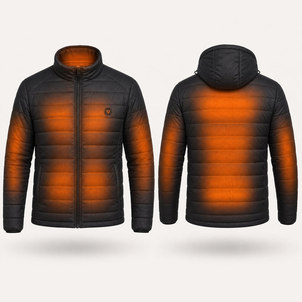 9HEAT Strike 9 - Doudoune chauffante Homme - zones chauffantes avec bouton 9HEAT visible