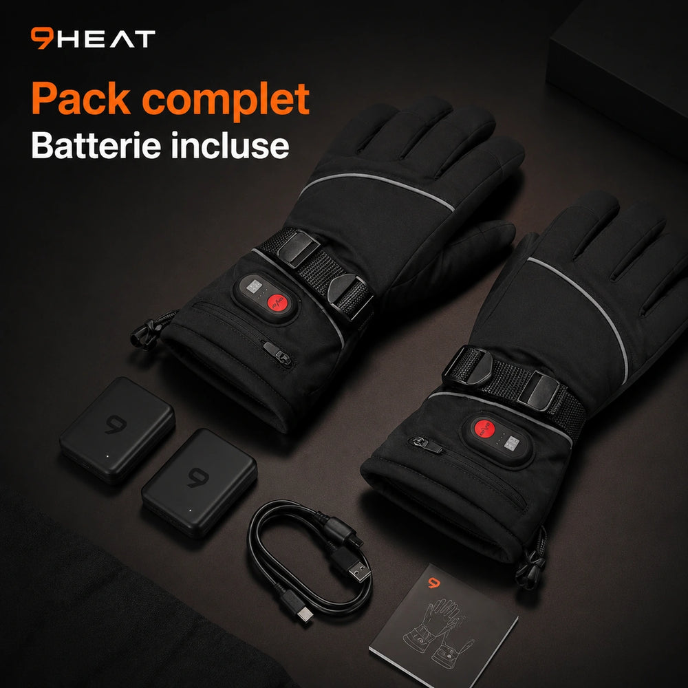 9HEAT Shark 3 - Gants chauffants 7,4V - Pack complet