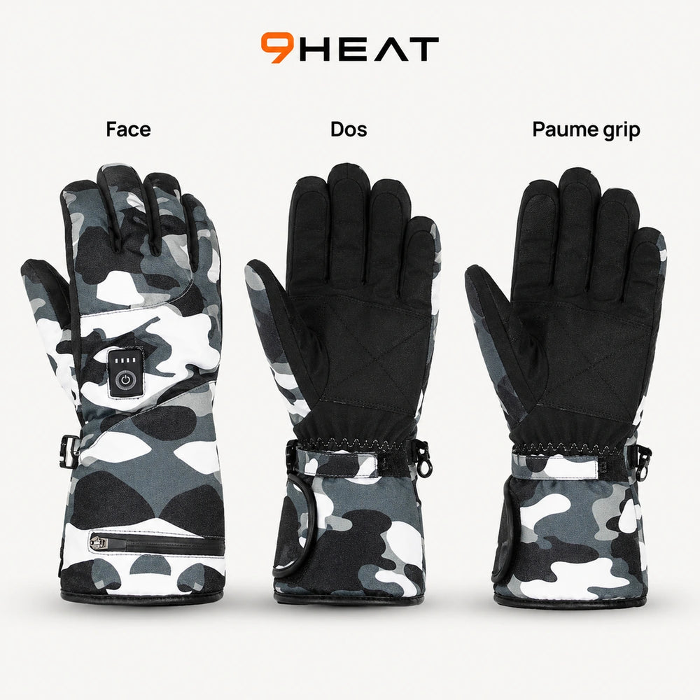 9HEAT Snow 3 - Gants chauffants - Studio face dos paume