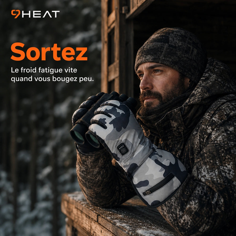 9HEAT Arctic Camo X5 - Gants chauffants camouflage - Sortie