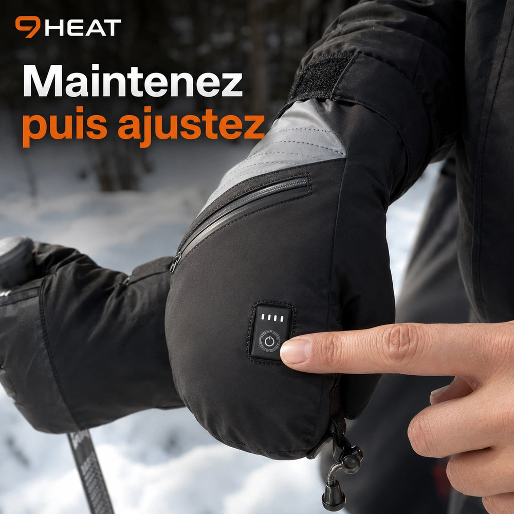 9HEAT Snow M1 - Gants chauffants grand froid - Controle