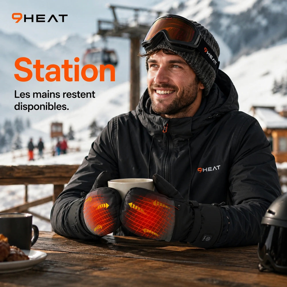 9HEAT Snow M1 - Gants chauffants grand froid - Usage Station
