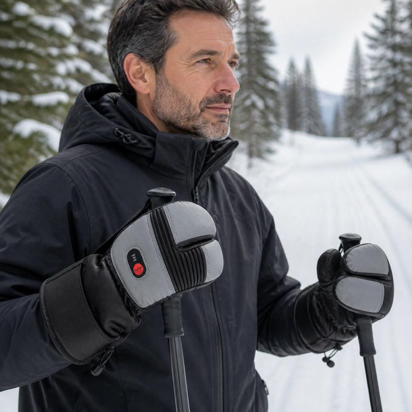 9HEAT Alpine Leather 3 - Gants chauffants trois doigts grand froid