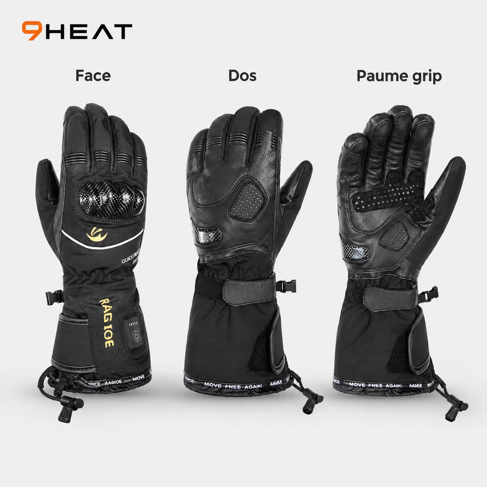 9HEAT Titan 3 - Gants chauffants moto - Studio face dos paume