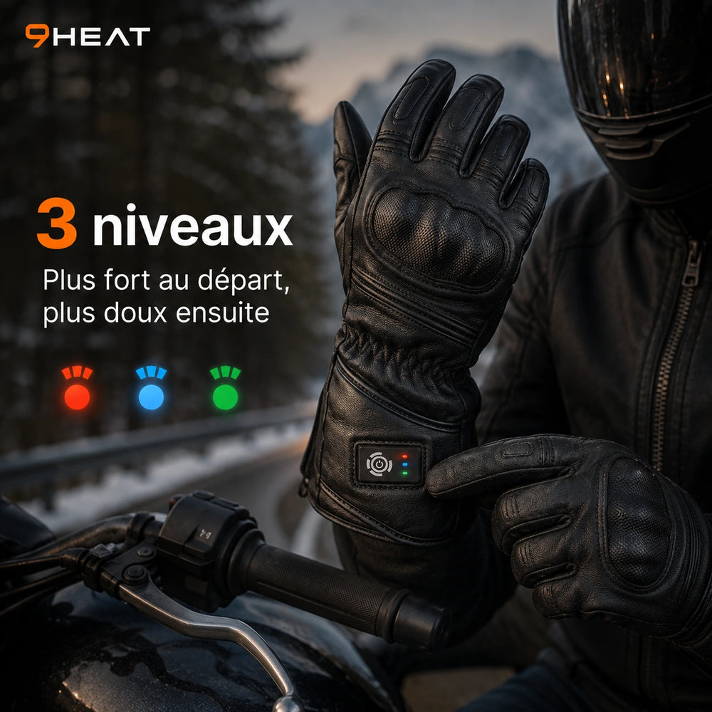 9HEAT Xera 5 - Gants chauffants moto - Niveaux chaleur