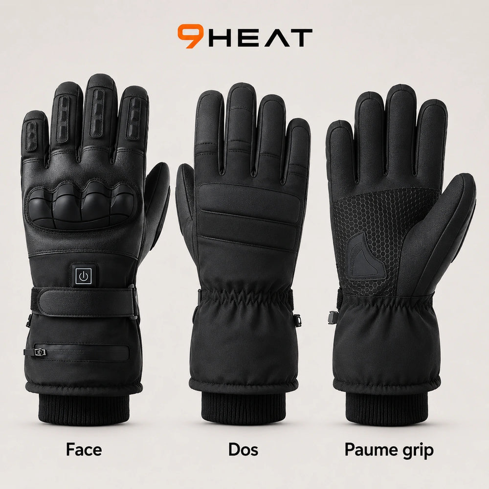 9HEAT Xera R8 - Gants chauffants moto - Studio face dos paume