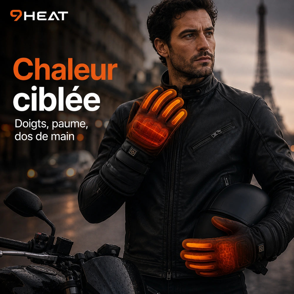9HEAT Xera R8 - Gants chauffants moto - Zones chauffantes