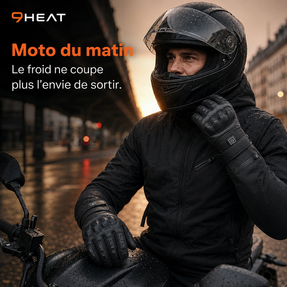 9HEAT Xera R8 - Gants chauffants moto - Usage Moto du matin
