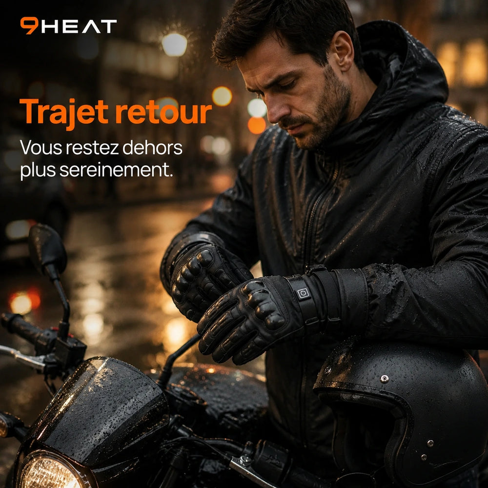 9HEAT Xera R8 - Gants chauffants moto - Usage Trajet retour