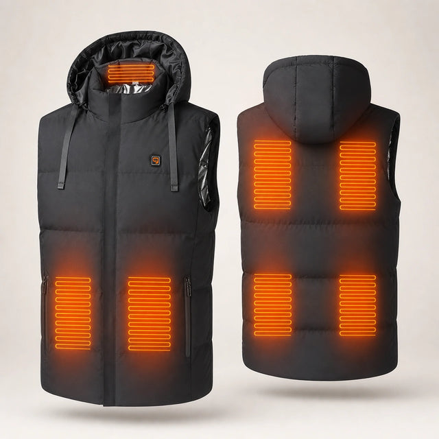 9HEAT Nova V7 - Gilet chauffant à capuche Unisexe - Produit face dos zones chauffantes