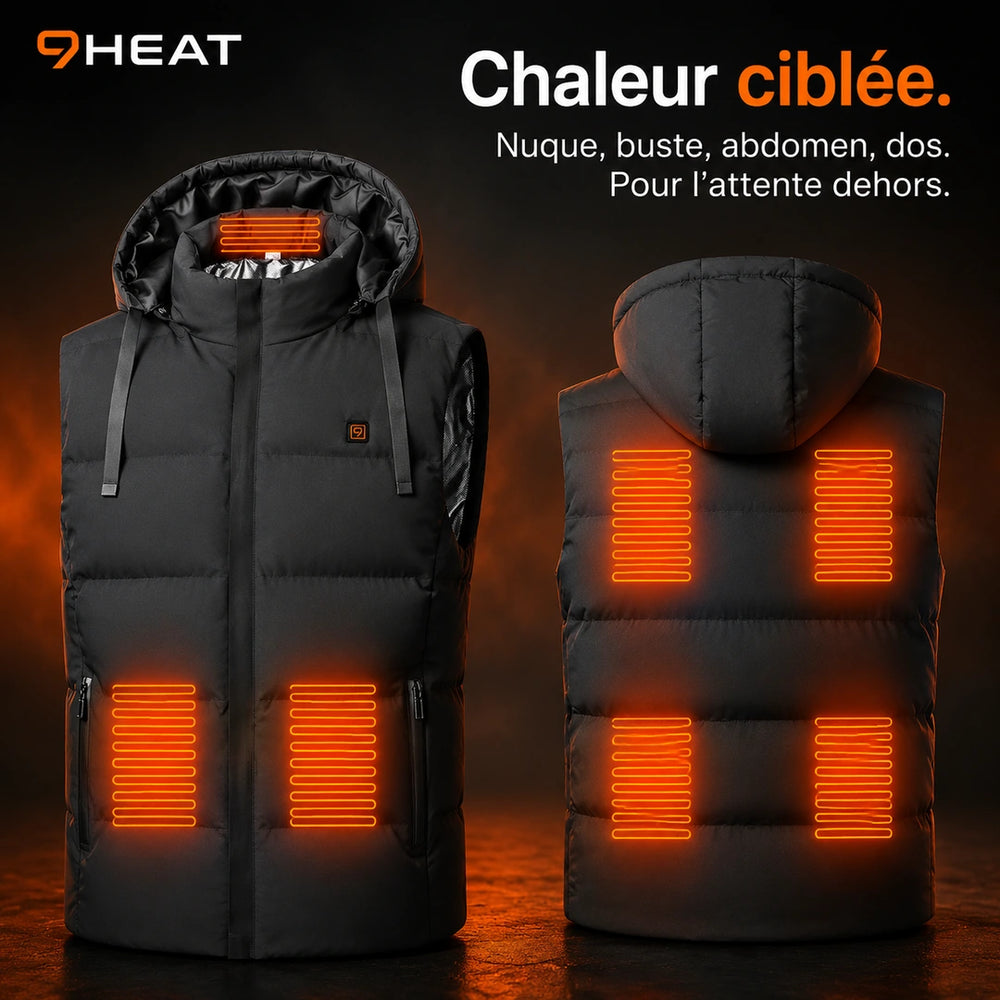 9HEAT Nova V7 - Gilet chauffant à capuche Unisexe - Zones chauffantes