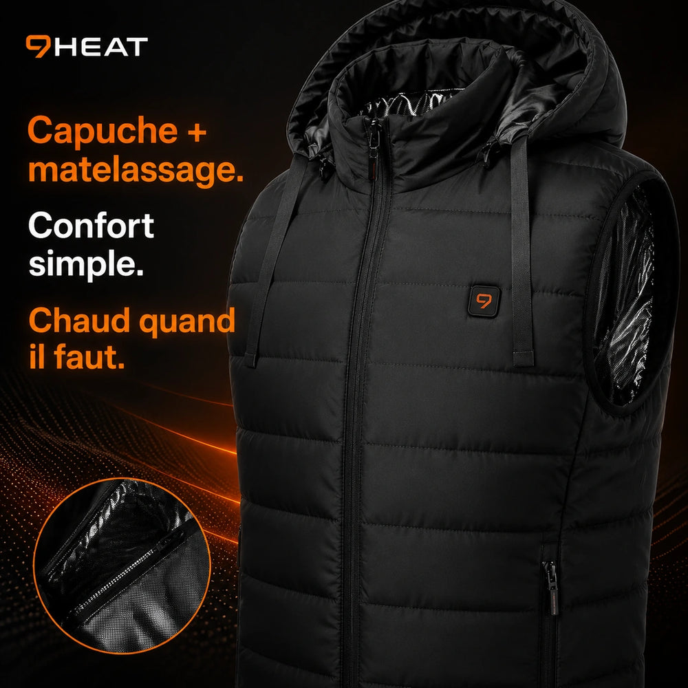 9HEAT Nova V7 - Gilet chauffant à capuche Unisexe - Détail matière