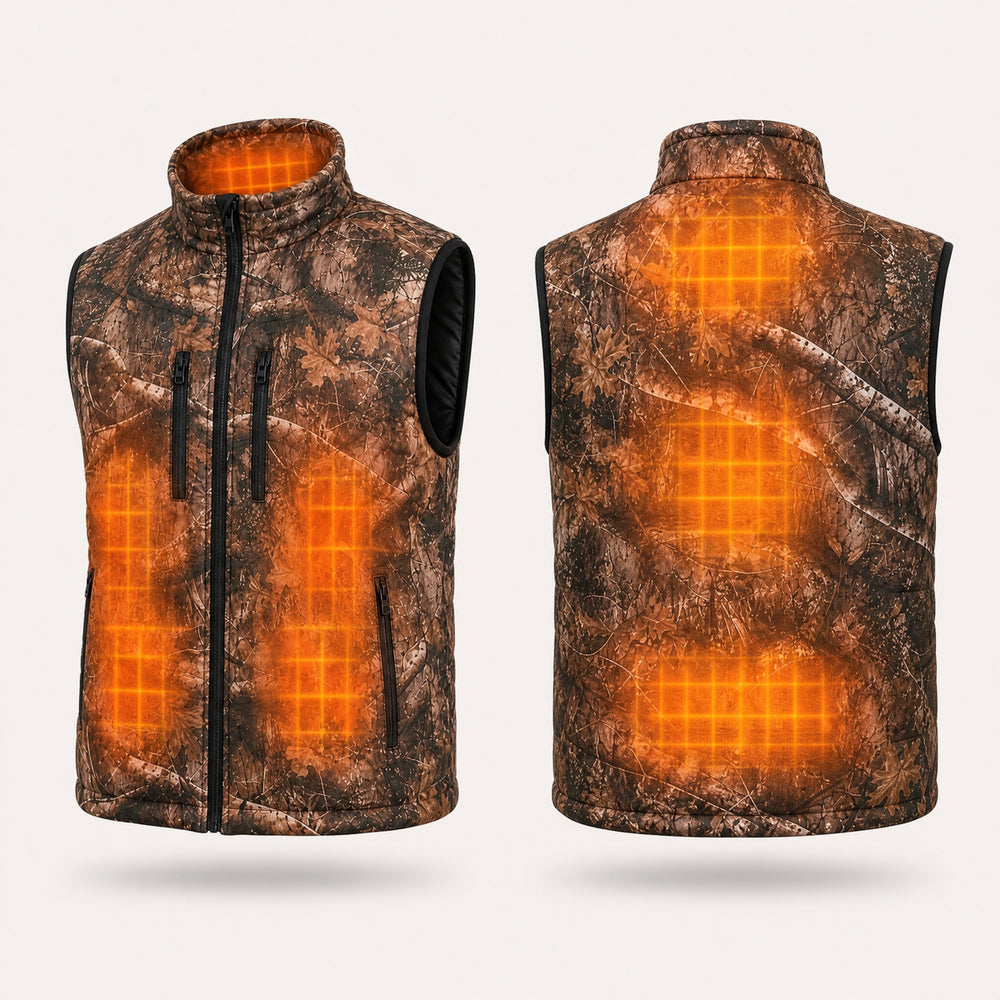 9HEAT Camo K3 - Gilet chauffant sans manches - zones chauffantes avant et dos fond clair