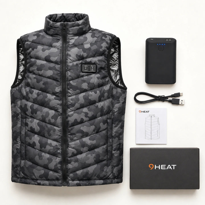 9HEAT Shadow D13 - Gilet chauffant camouflage double réglage