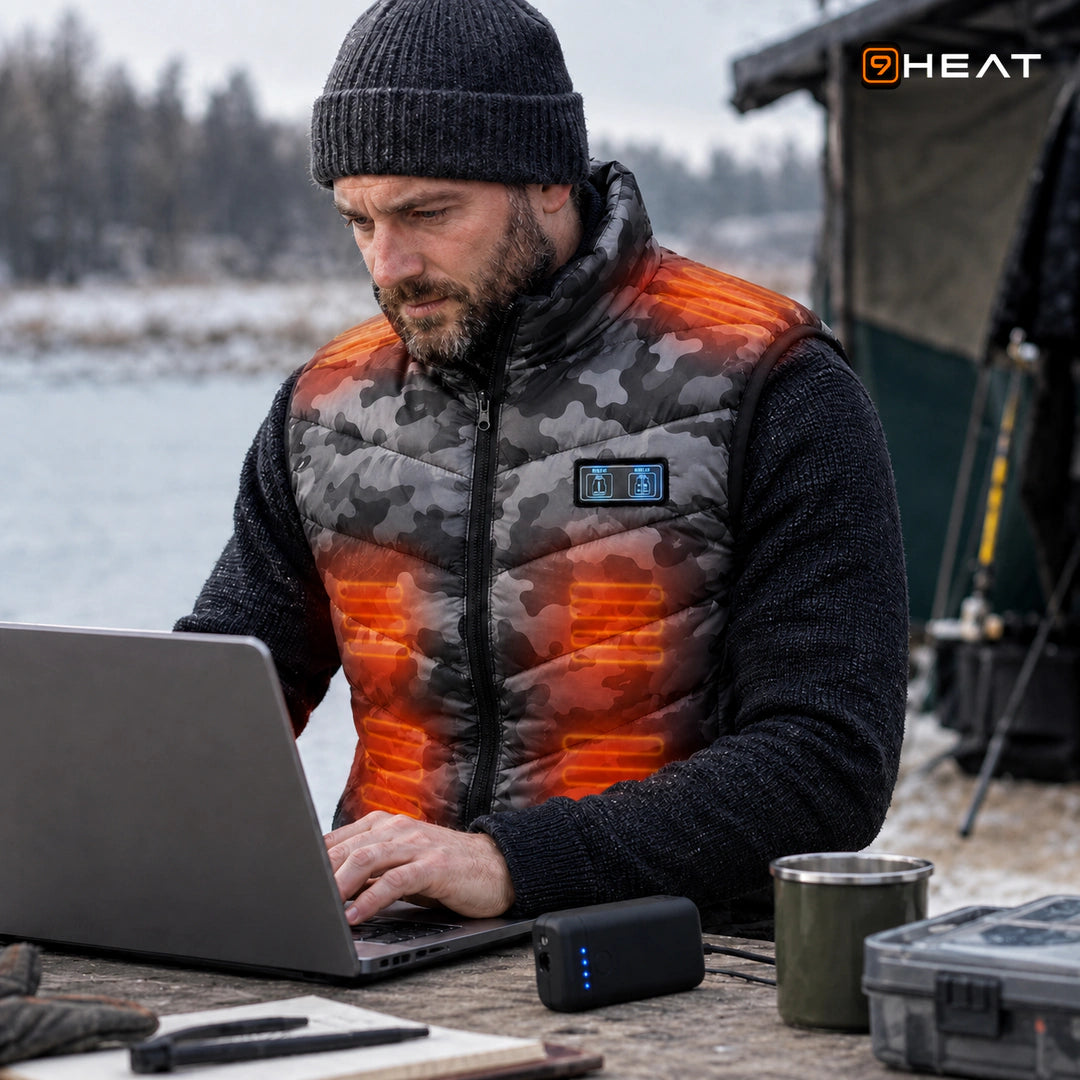9HEAT Shadow D13 - Gilet chauffant camouflage double réglage