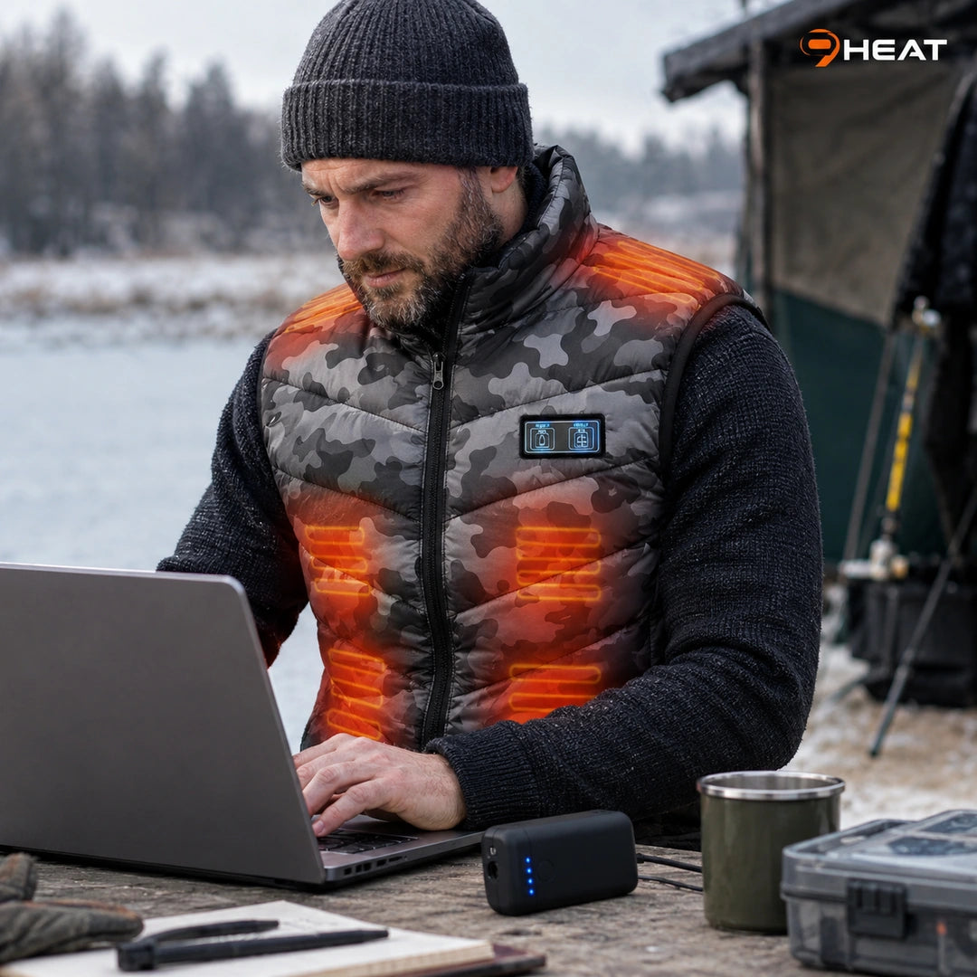 9HEAT Shadow D13 - Gilet chauffant camouflage double réglage