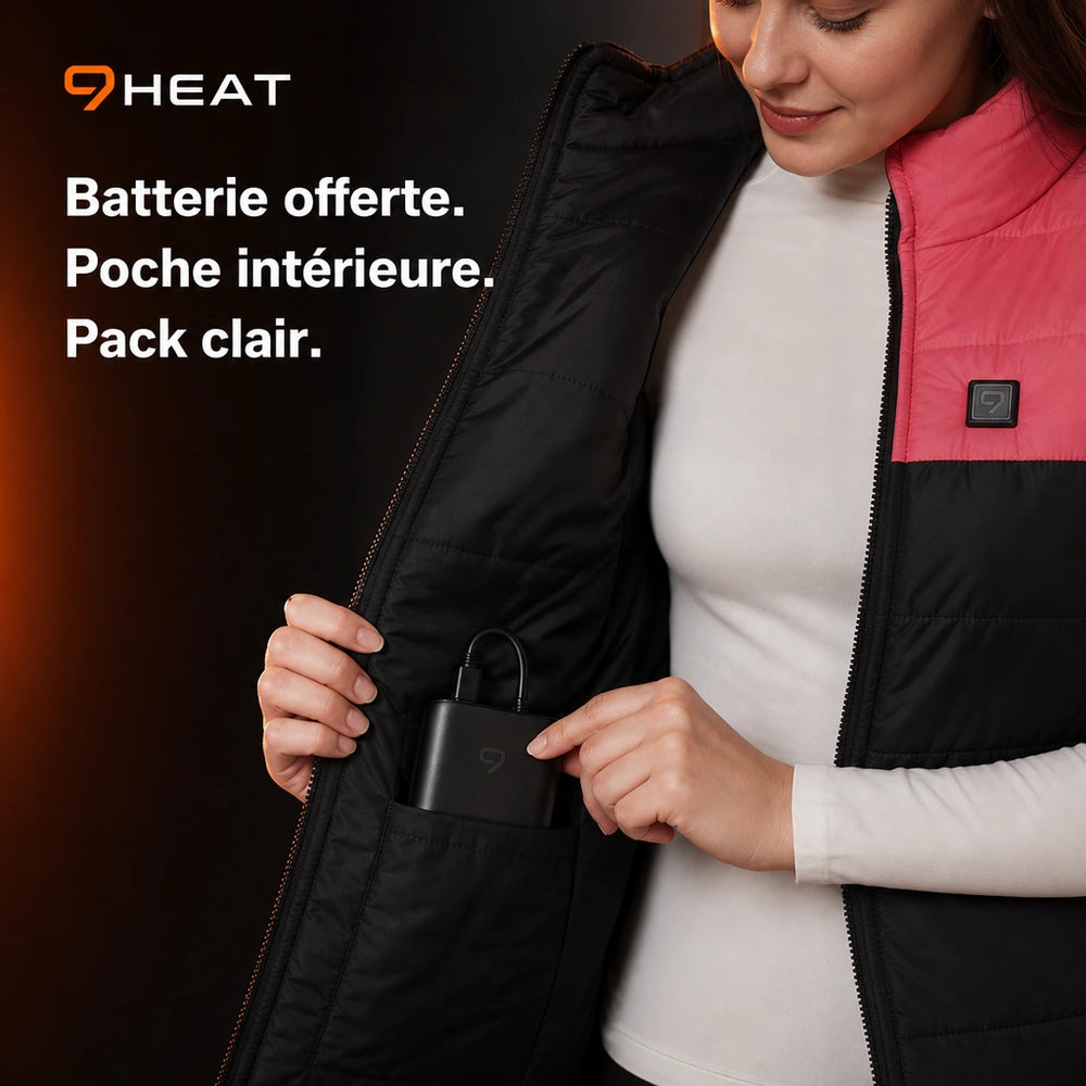9HEAT Duo 17 - Gilet chauffant double réglage Unisexe - Batterie et poche