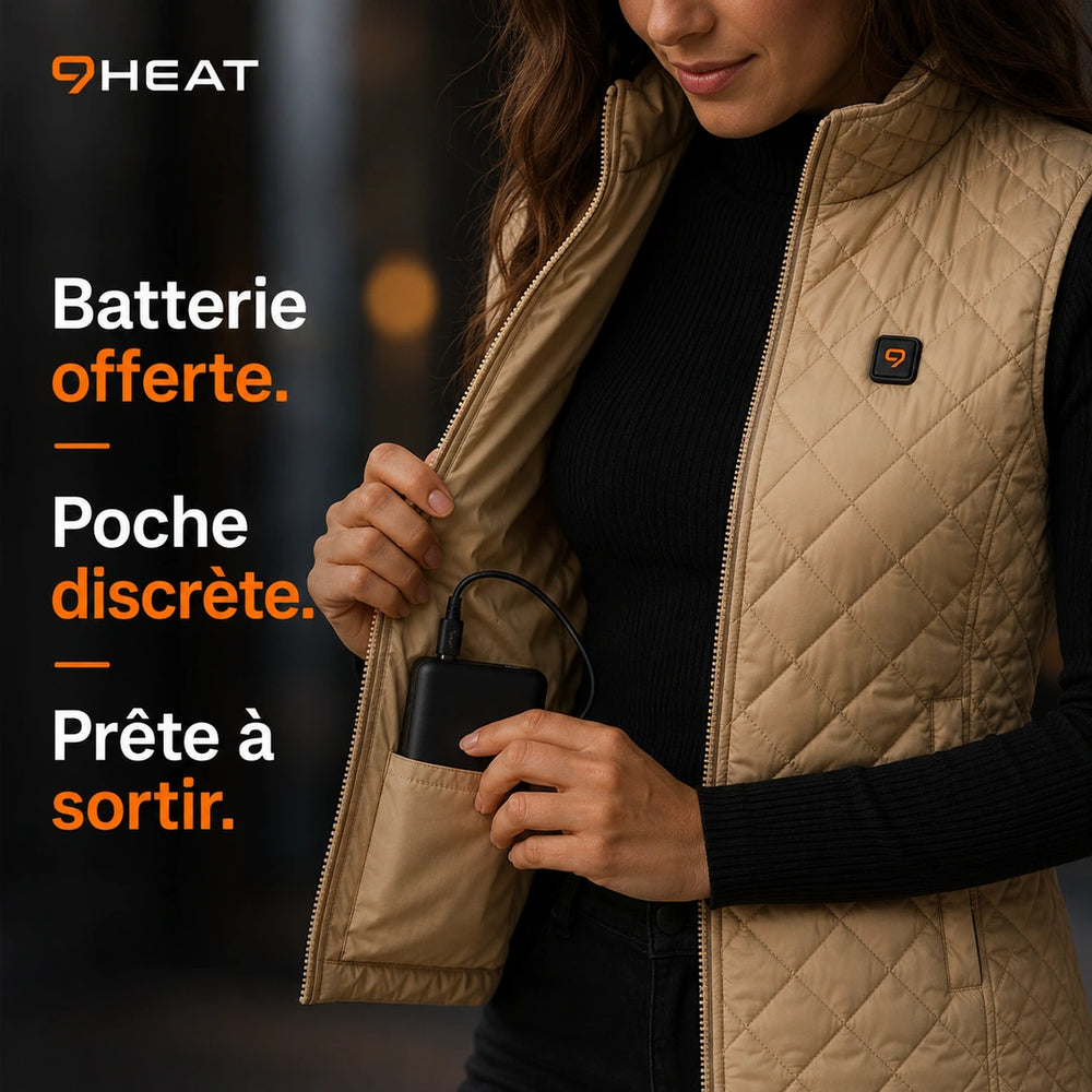 9HEAT Aura 21 - Gilet chauffant Femme - Batterie et poche