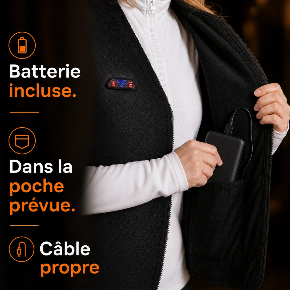 9HEAT Thermo V8 - Gilet chauffant fin Unisexe - Batterie dans la poche
