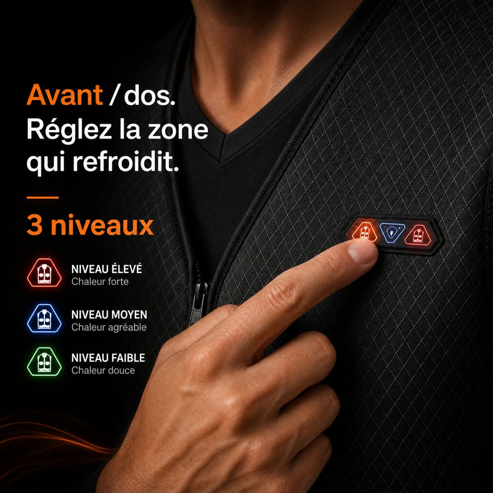 9HEAT Thermo V8 - Gilet chauffant fin Unisexe - Contrôle avant/dos