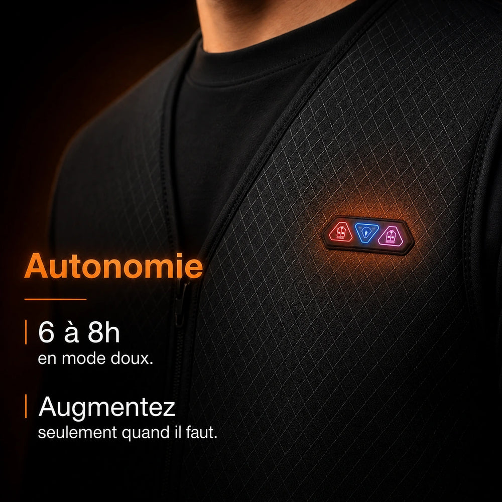 9HEAT Thermo V8 - Gilet chauffant fin Unisexe - Autonomie par mode