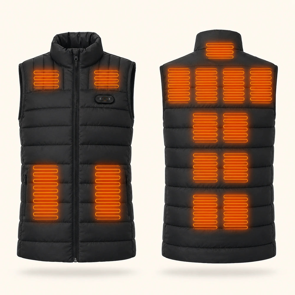 9HEAT Horizon 15 - Gilet chauffant long double réglage - Produit exact face et dos
