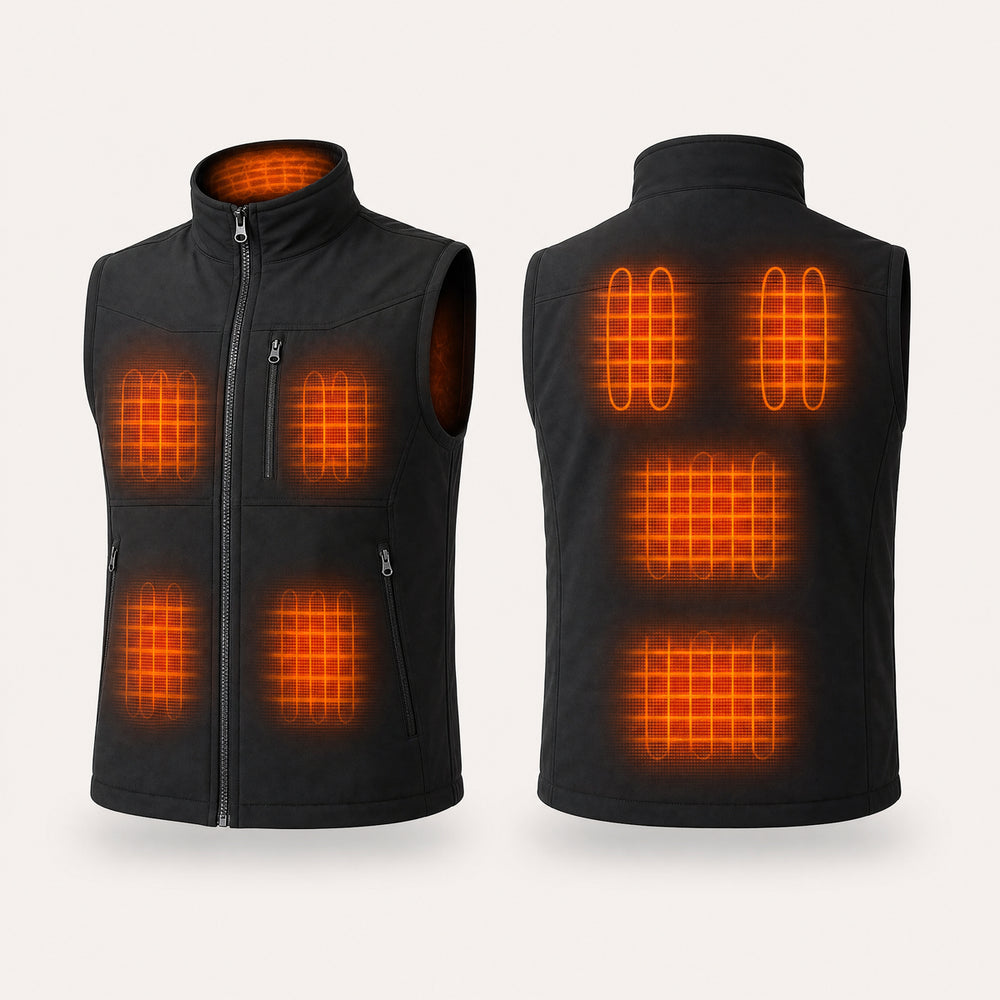 9HEAT Trail V6 - Gilet chauffant outdoor Unisexe - zones chauffantes avant et dos fond clair