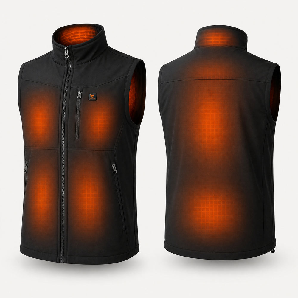 9HEAT Trail V6 - Gilet chauffant outdoor Unisexe - zones chauffantes avec bouton 9HEAT visible