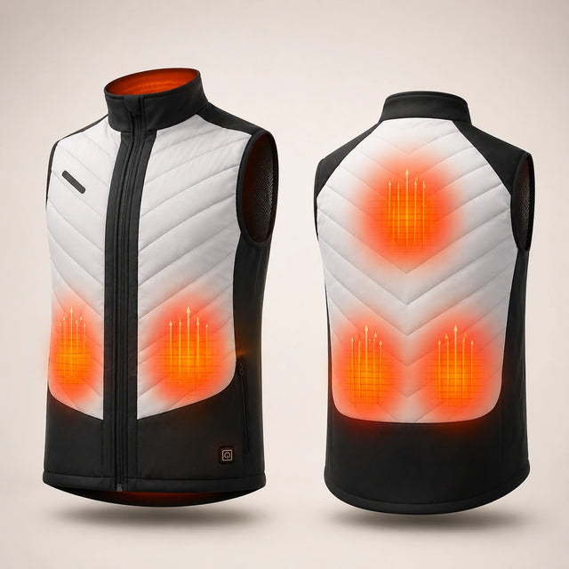 9HEAT Aero R5 - Gilet chauffant sport Homme - Produit face dos zones chauffantes