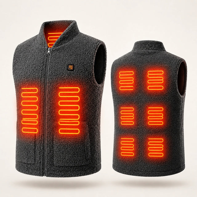 9HEAT Polar 8 - Gilet polaire chauffant Unisexe - Produit face dos zones chauffantes