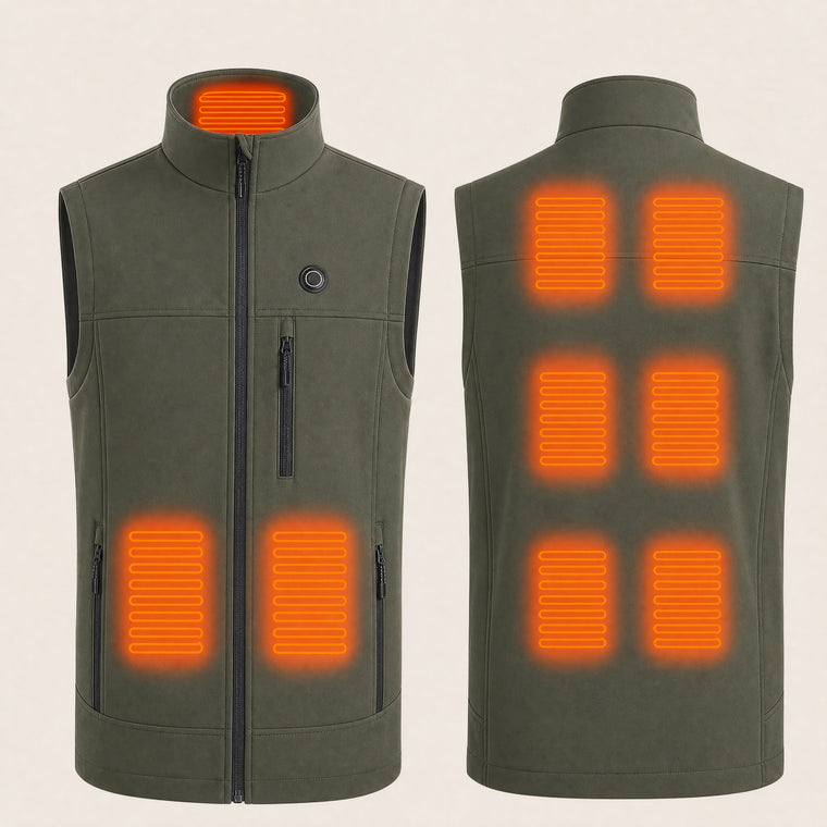 9HEAT Traverse 9 Olive - Gilet technique chauffant unisexe
